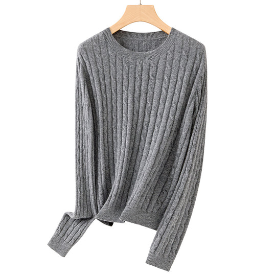 Damen Kuscheliger Zopfstrick-Pullover aus Feinstrick mit Rundhalsausschnitt Nord Taschen
