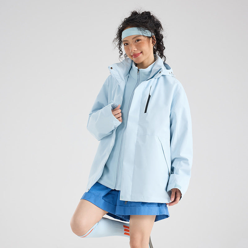 Damen Leichte wasserdichte Parka-Kapuzenjacke mit versiegelten Nähten und Kordelzug Nord Taschen