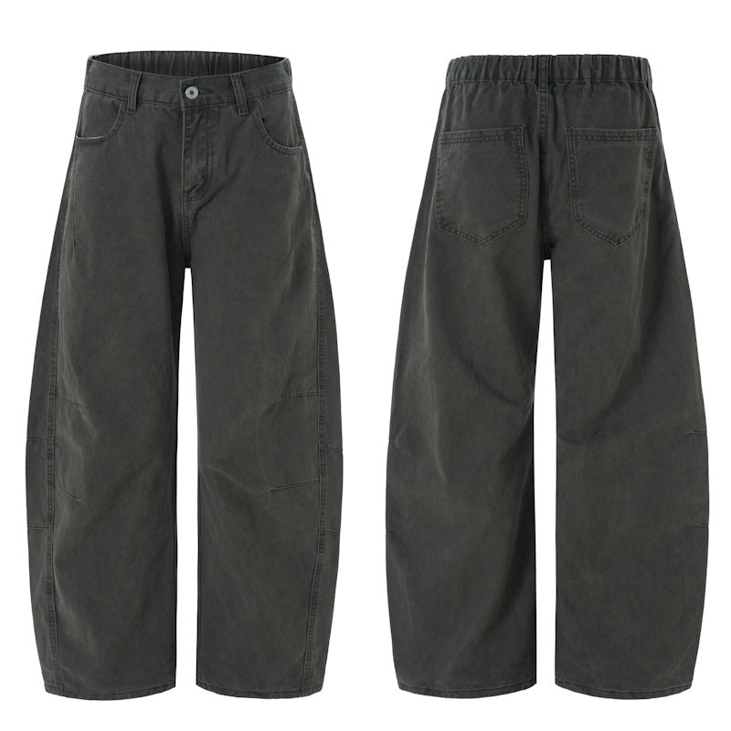 Damen Weite hochtaillierte Canvas-Hose mit elastischem Rückbund und Utility-Nähten Nord Taschen