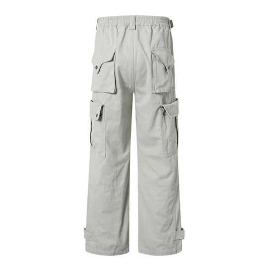Damen weite Cargo-Culottehose mit hohem Bund, elastischem Taillenpass und Multi-Taschen Nord Taschen