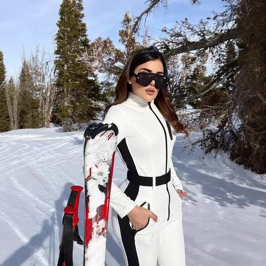 Damen 200+ taillierter Skioverall mit Taillengürtel und winddichter Funktionsmembran Nord Taschen