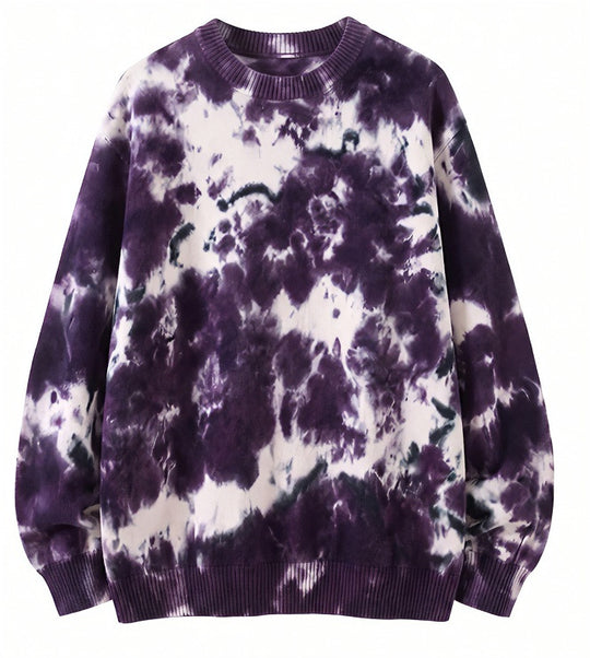 Herren Oversized Batik-Pullover mit Rundhalsausschnitt und Rippbündchen Nord Taschen