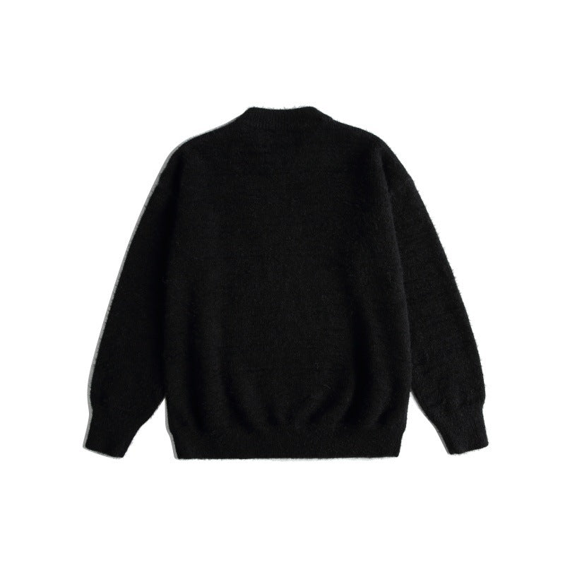 Damen Weicher Pullover mit verspielter Katzenstickerei und leichtem Stehkragen Nord Taschen