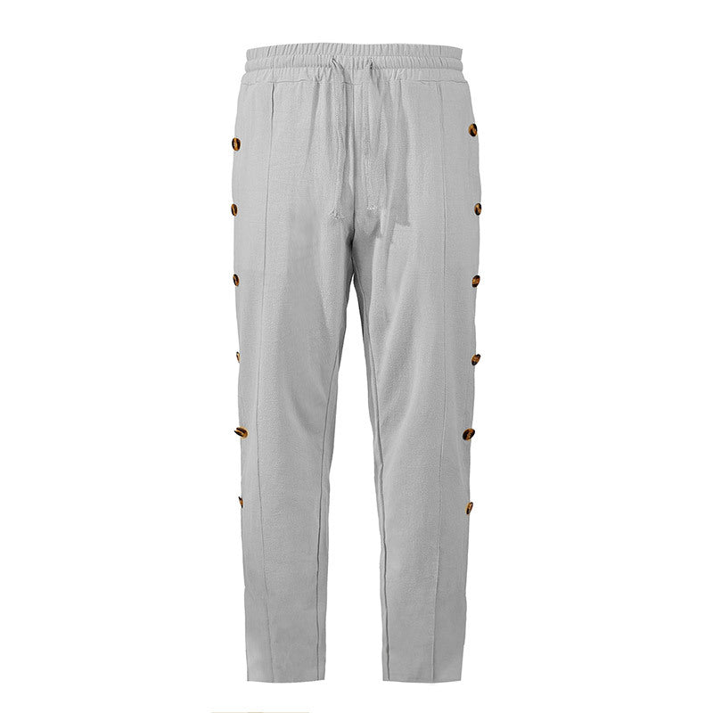 Herren Relaxed-Fit Freizeithose mit seitlichen Zierknopfleisten, elastischem Bund und Kordelzug Nord Taschen