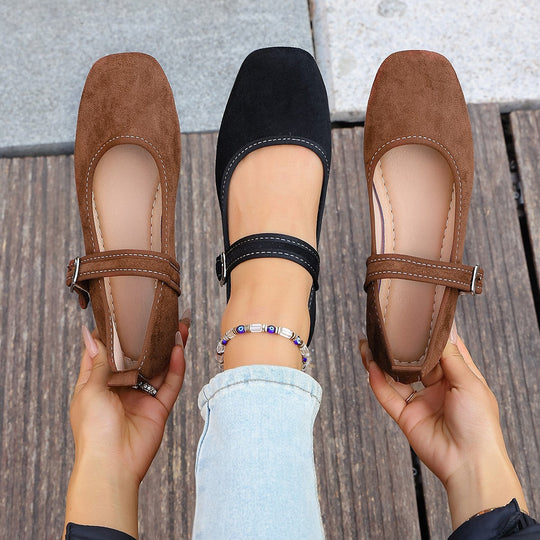 Damen Bequeme Ballerinas mit verstellbarem Riemchen