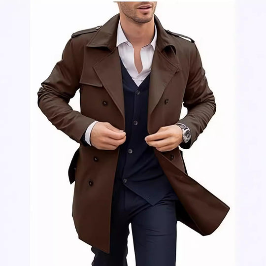 Herren Eleganter Trenchcoat mit klassischem Schnitt und praktischen Taschen