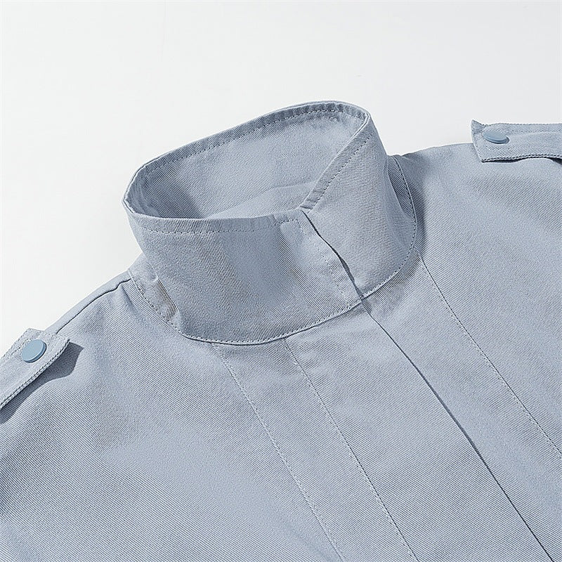 Damen Fieldjacke im Utility-Stil mit Tunnelzugtaillierung, Pattentaschen und Stehkragen Nord Taschen