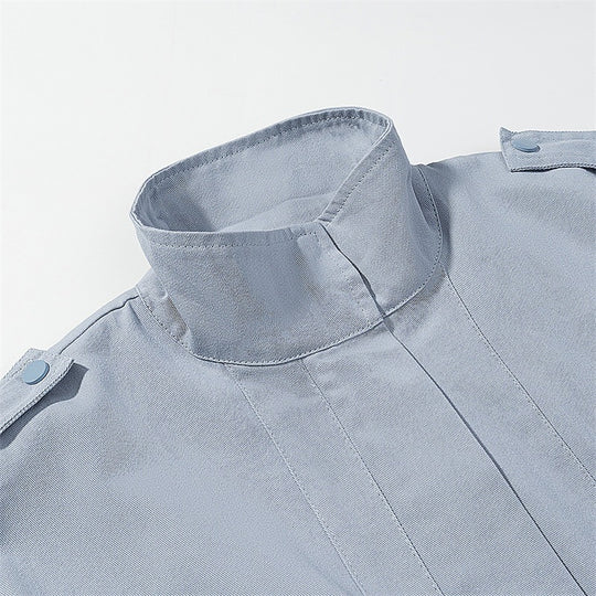Damen Fieldjacke im Utility-Stil mit Tunnelzugtaillierung, Pattentaschen und Stehkragen Nord Taschen