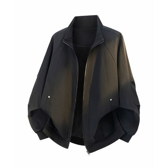 Damen Oversize Harrington-Bomberjacke mit Ballonärmeln, verdecktem Reißverschluss & gerippten Abschlüssen Nord Taschen