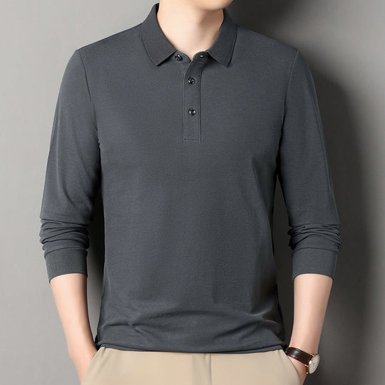 Herren Langarm‑Polo aus atmungsaktivem Baumwoll‑Stretch mit feinem Polokragen Nord Taschen