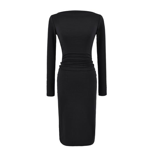 Damen Figurbetontes Midikleid mit Raffung und U-Boot-Ausschnitt Nord Taschen