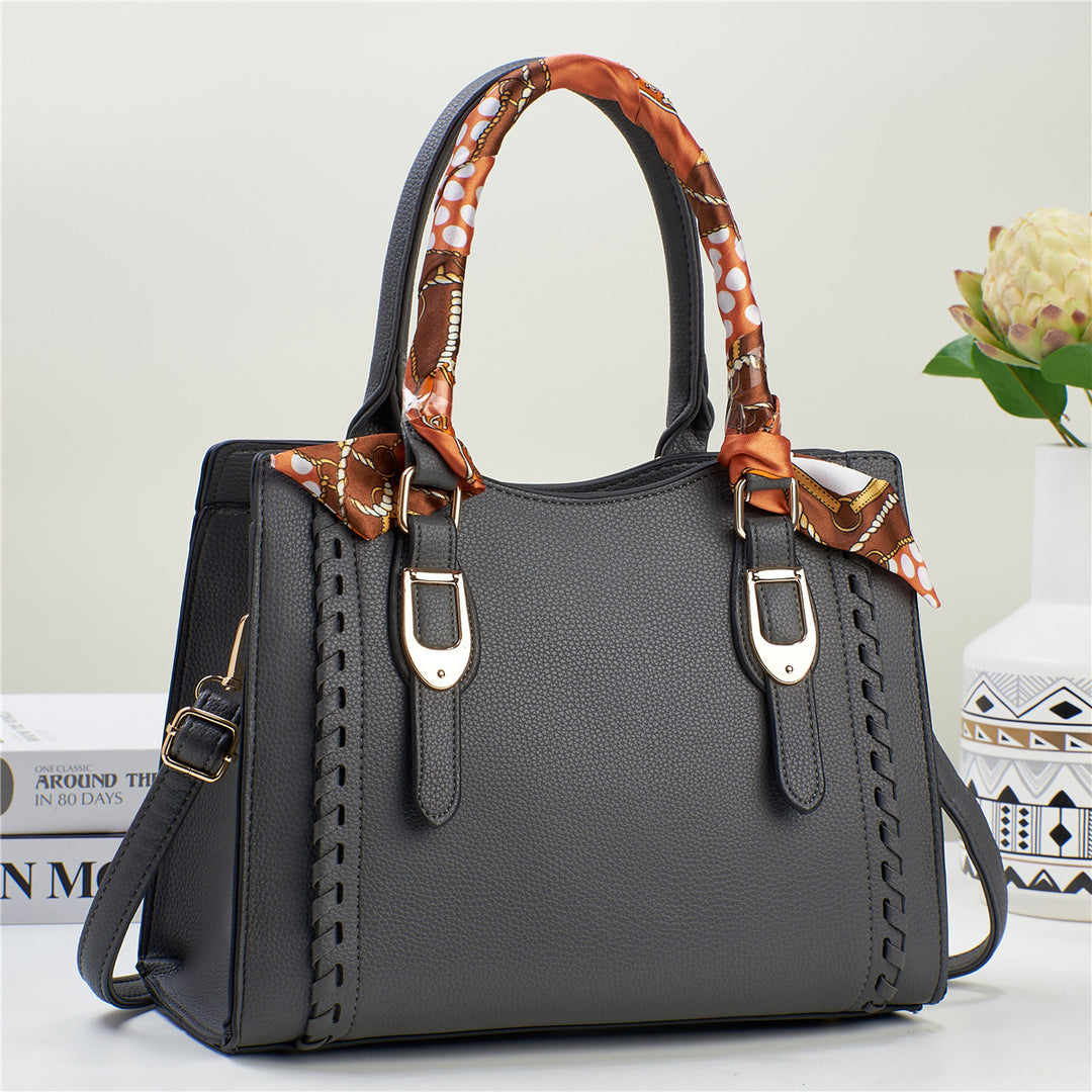 Damen elegante Handtasche mit dekorativem Schal Nord Taschen