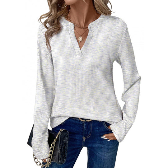 Damen Feinstrickpullover mit V-Schlitz und legerer Silhouette Nord Taschen
