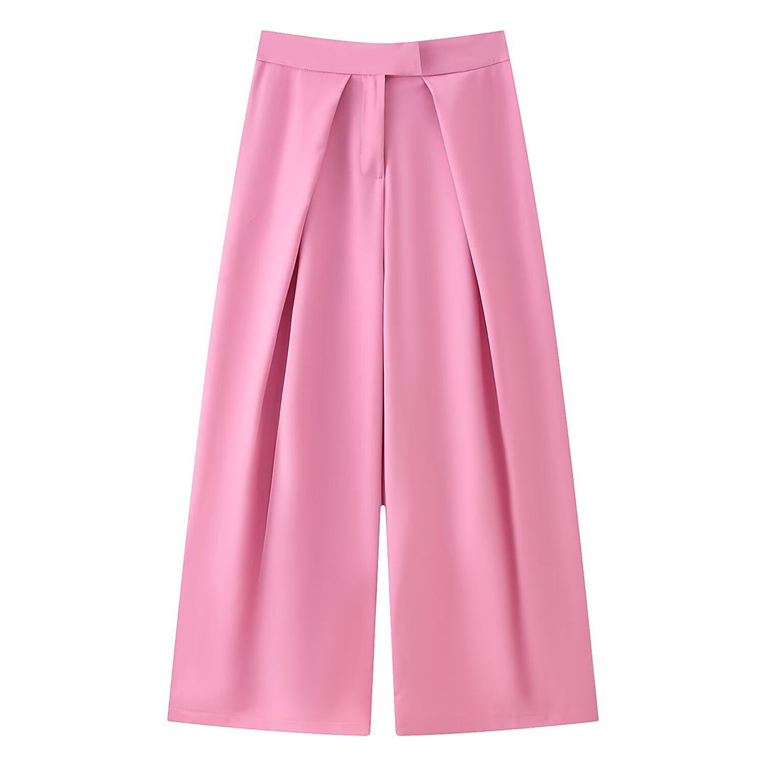 Damen weit geschnittene Culotte-Hose mit eleganten Falten und hohem Bund