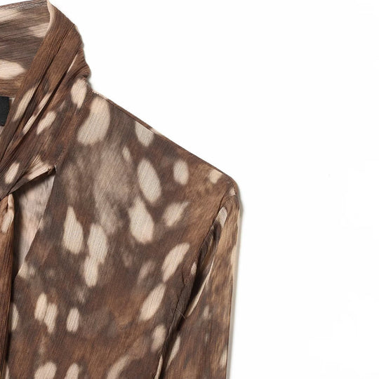 Damen Chiffon-Bluse mit Schluppe, V‑Ausschnitt und mehrlagigem Volantsaum Nord Taschen