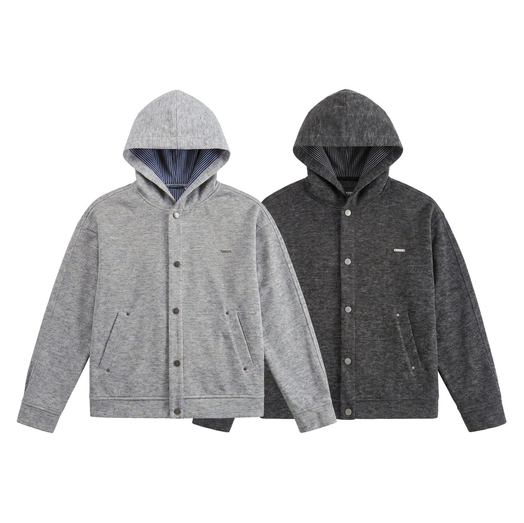 Unisex Kurz geschnittene Boxy-Kapuzenjacke aus Sweat mit Druckknopfblende und Eingrifftaschen Nord Taschen