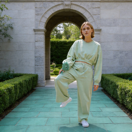 Damen Kurzes Oversize‑Sweatshirt mit gerafftem Saum und Ballonärmeln Nord Taschen