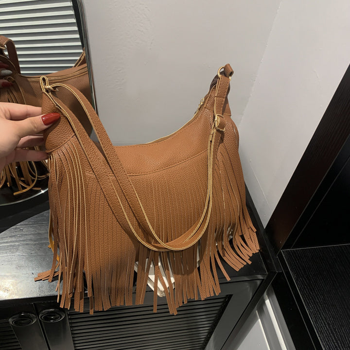 Damen Schultertasche mit fransigen Akzenten Nord Taschen