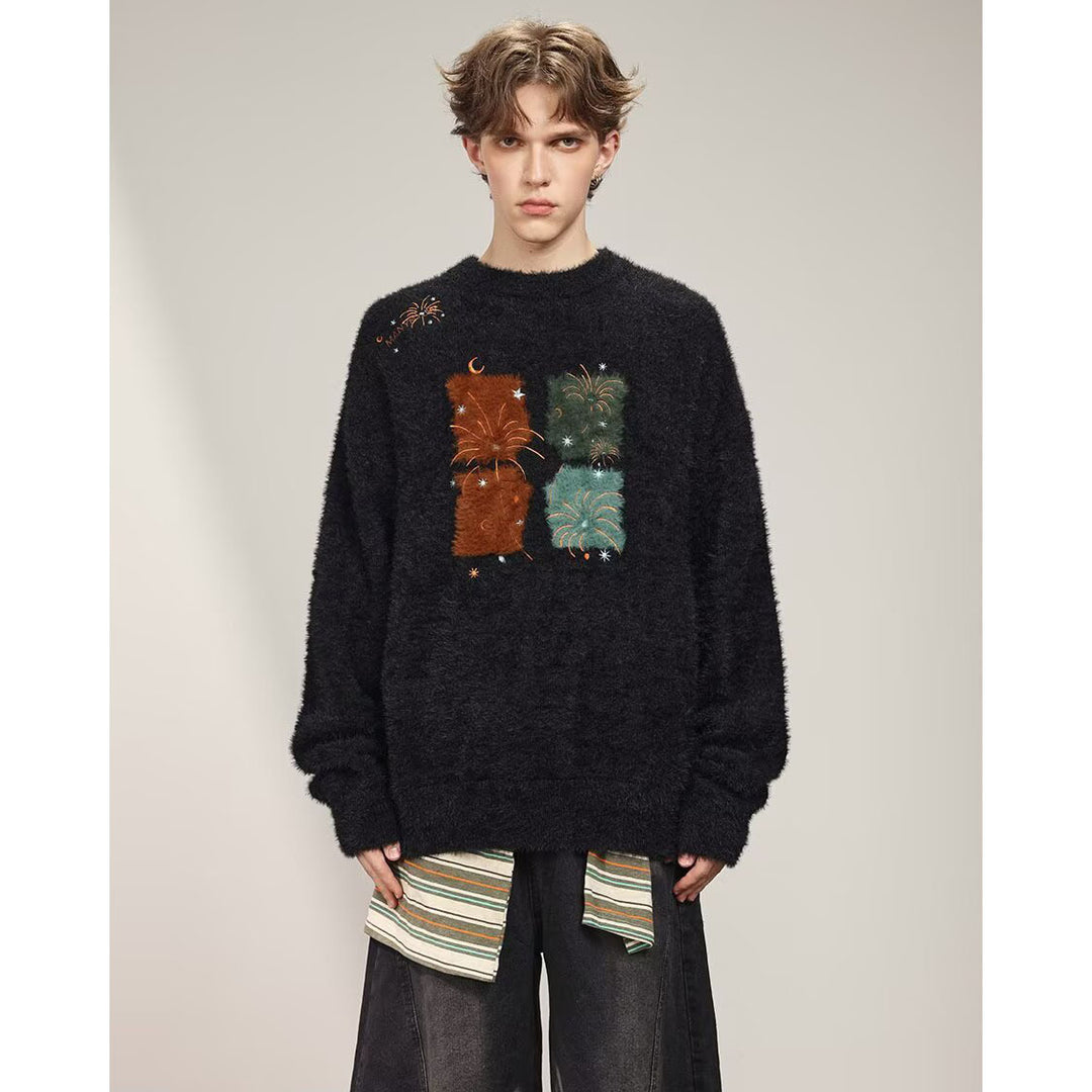 Herren Gemütlicher Grobstrickpullover mit einzigartigem Tiermotiv Nord Taschen