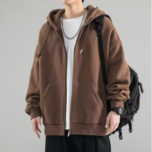 Herren Oversize-Kapuzenjacke mit durchgehendem Reißverschluss, doppellagiger Kapuze und Kängurutaschen Nord Taschen