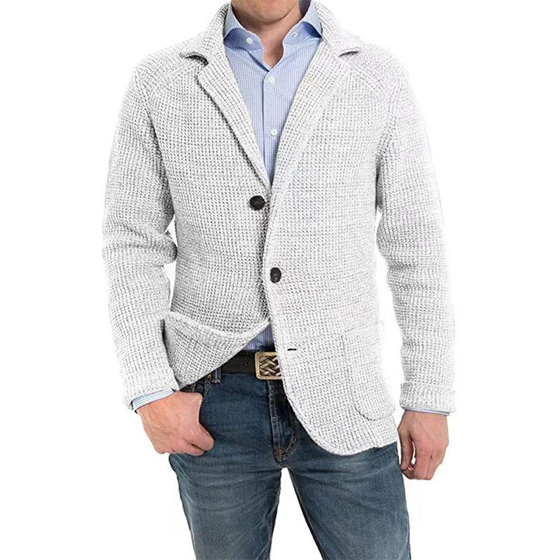 Herren Strukturstrick Sakko-Blazer mit aufgesetzten Taschen Nord Taschen