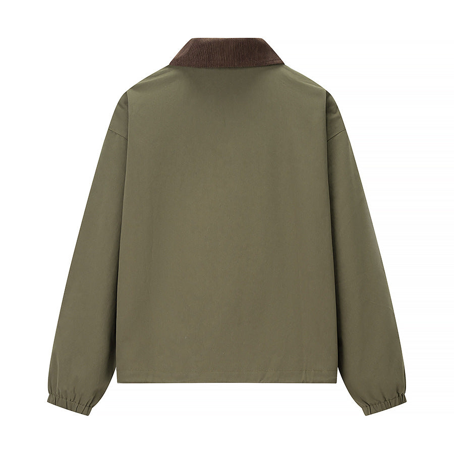 Damen Kurzjacke im Workwear-Stil mit Kordkragen, Reißverschluss und aufgesetzten Brusttaschen Nord Taschen