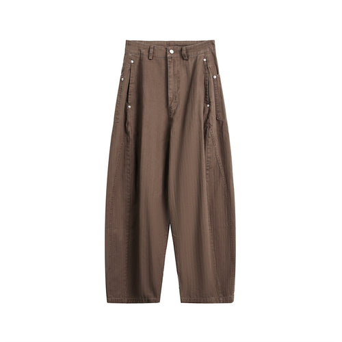 Damen Weite High‑Waist Cargo-Hose mit tiefem Schritt und aufgesetzten Seitentaschen Nord Taschen