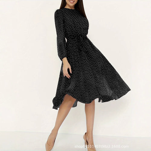 Damen Elegantes Midi-Kleid mit Punkten Nord Taschen