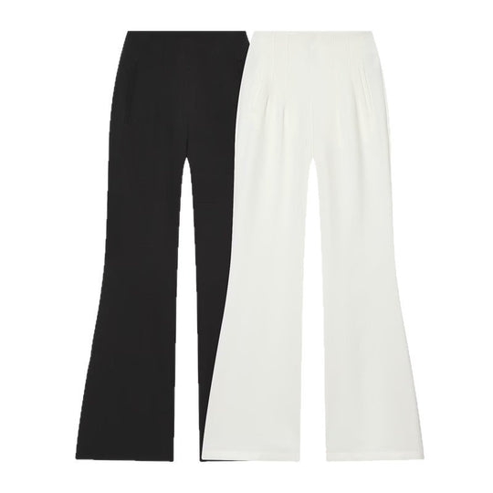 Damen Hochtaillierte weite Stoffhose mit geradem Bein und verdecktem Bund Nord Taschen