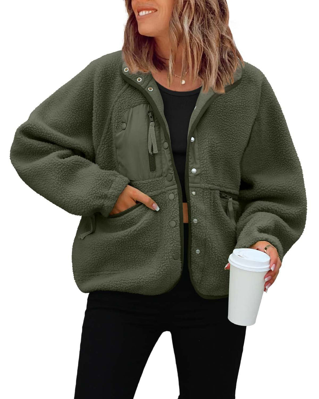 Damen kuschelige Fleecejacke mit praktischen Taschen Avellé