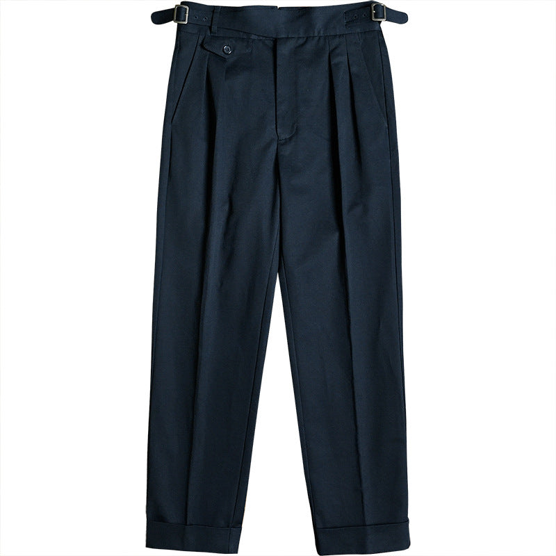 Herren Bundfaltenhose mit verstellbaren Seitenschnallen und Umschlag Nord Taschen