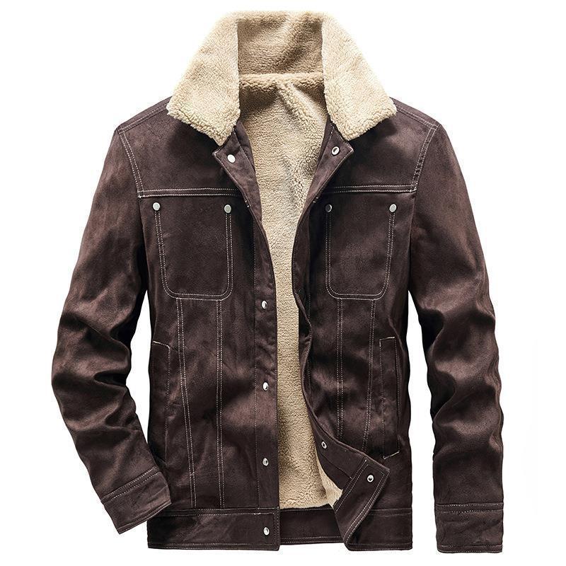 Herren Teddygefütterte Canvasjacke im Pilotenstil mit Kontrastnähten Nord Taschen