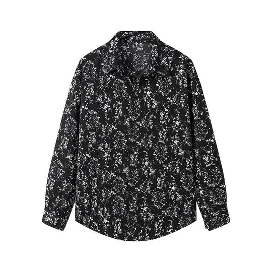 Damen Langärmliges Hemd mit floralem Allover-Print und klassischem Kragen Nord Taschen