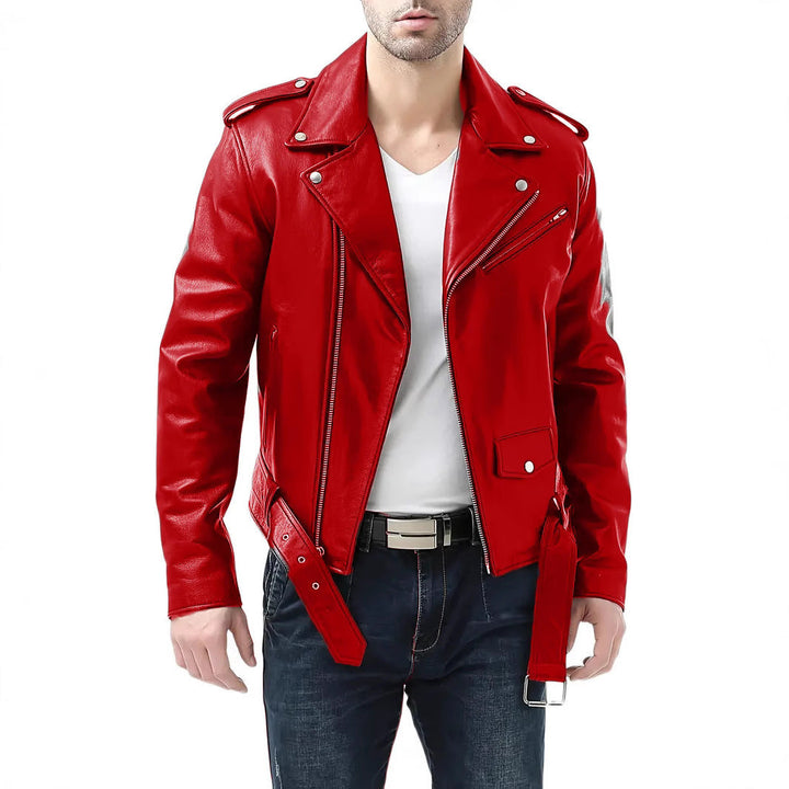 Herren Bikerlederjacke mit Taschen