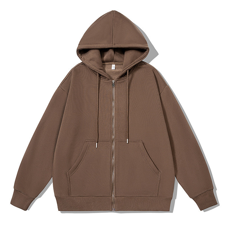Unisex nan oversized Kapuzenjacke mit ausladendem Schulterschnitt, durchgehendem Reißverschluss und French-Terry Nord Taschen