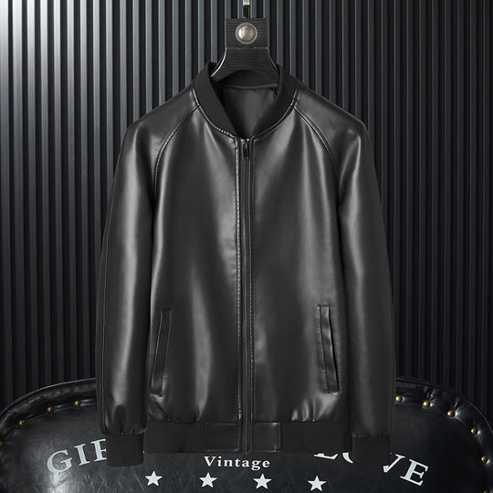 Herren schlanker Kunstleder-Bomber im minimalistischen Aviator‑Look mit geripptem Saum Nord Taschen