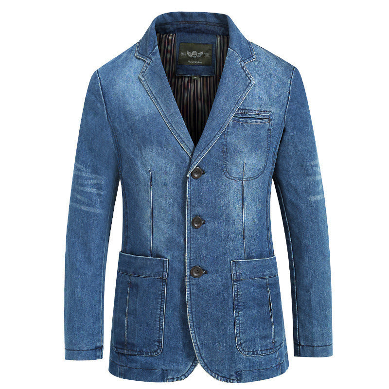 Herren  Jeansblazer im Tailored-Schnitt mit aufgesetzten Taschen und elastischem Denim Nord Taschen