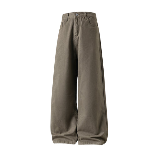 Damen Hochtaillierte extraweite Canvas-Palazzohose mit weitem Bein Nord Taschen