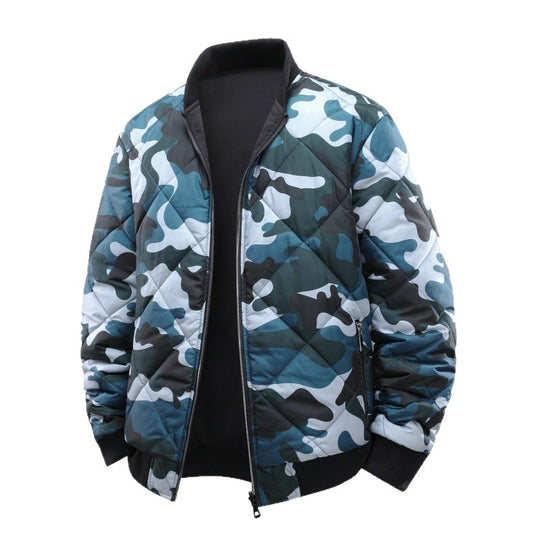 Herren Gestepptes Camouflage-Bomberjacke mit Rippbündchen und Zweiwege-Reißverschluss Nord Taschen