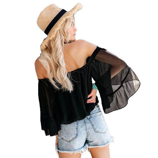 Damen Bluse mit weitem Ärmel und off-shoulder Design Nord Taschen