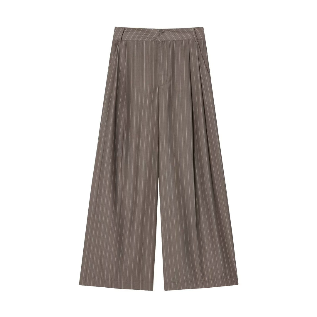 Damen 700+ weite High‑Waist Palazzo‑Hose mit Nadelstreifen und Bügelfalte Nord Taschen