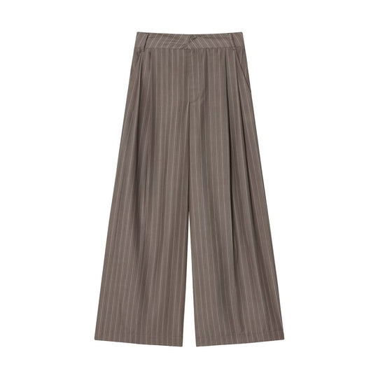 Damen 700+ weite High‑Waist Palazzo‑Hose mit Nadelstreifen und Bügelfalte Nord Taschen