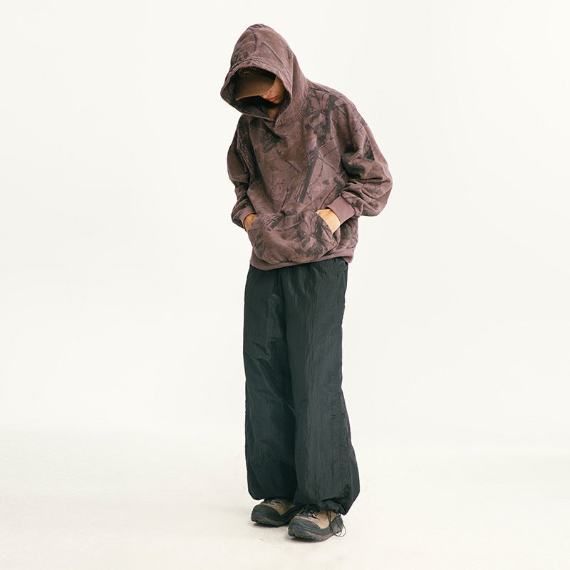 Herren Locker geschnittene Ripstop-Freizeithose mit Camouflage-Muster und elastischem Kordelbund Nord Taschen