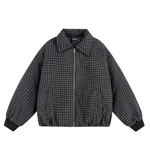 Unisex Boxy-Karos-Steppblouson mit Reißverschluss und elastischem Saum Nord Taschen