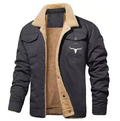 Herren Sherpa-gefütterte Canvas-Arbeiterjacke mit Brusttaschen Nord Taschen