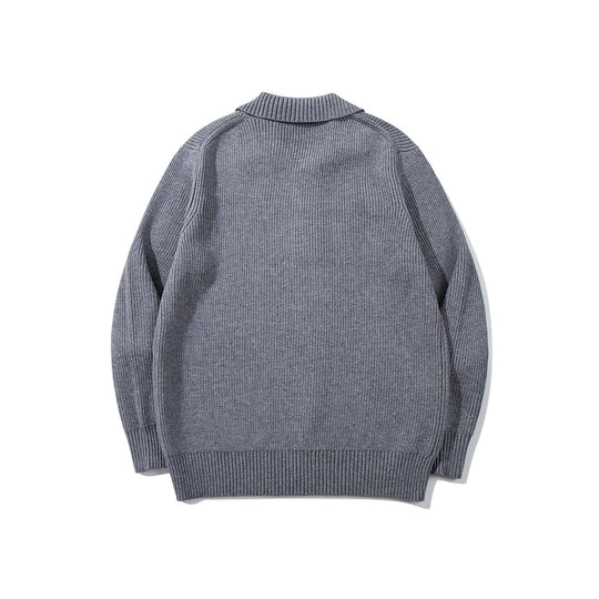 Herren Gerippter Polokragenpullover mit dreifacher Knopfleiste und Relaxed-Fit Nord Taschen