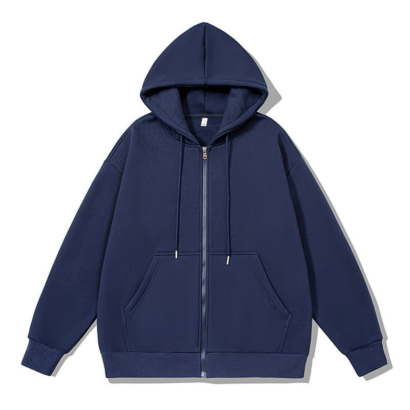 Unisex nan oversized Kapuzenjacke mit ausladendem Schulterschnitt, durchgehendem Reißverschluss und French-Terry Nord Taschen