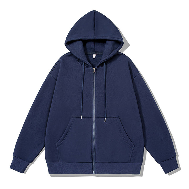 Unisex nan oversized Kapuzenjacke mit ausladendem Schulterschnitt, durchgehendem Reißverschluss und French-Terry Nord Taschen