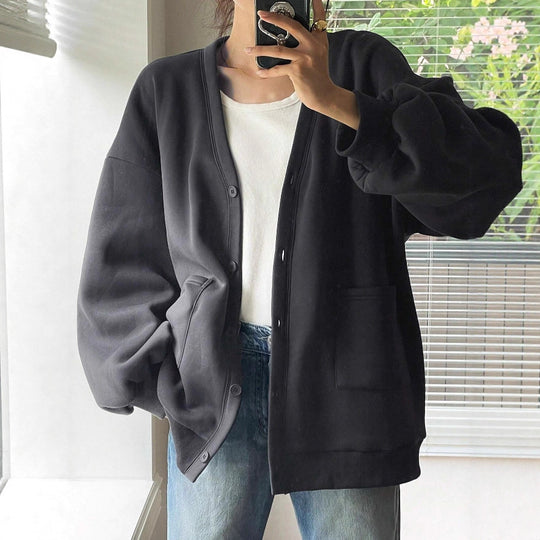 Damen Lässiger Oversized Cardigan Nord Taschen