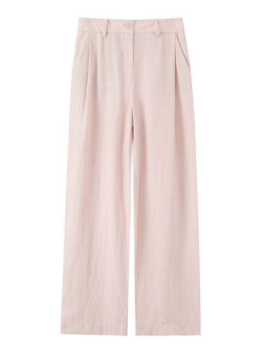 Damen Hochtaillierte weite Sommerhose mit Bügelfalte und Eingrifftaschen Nord Taschen